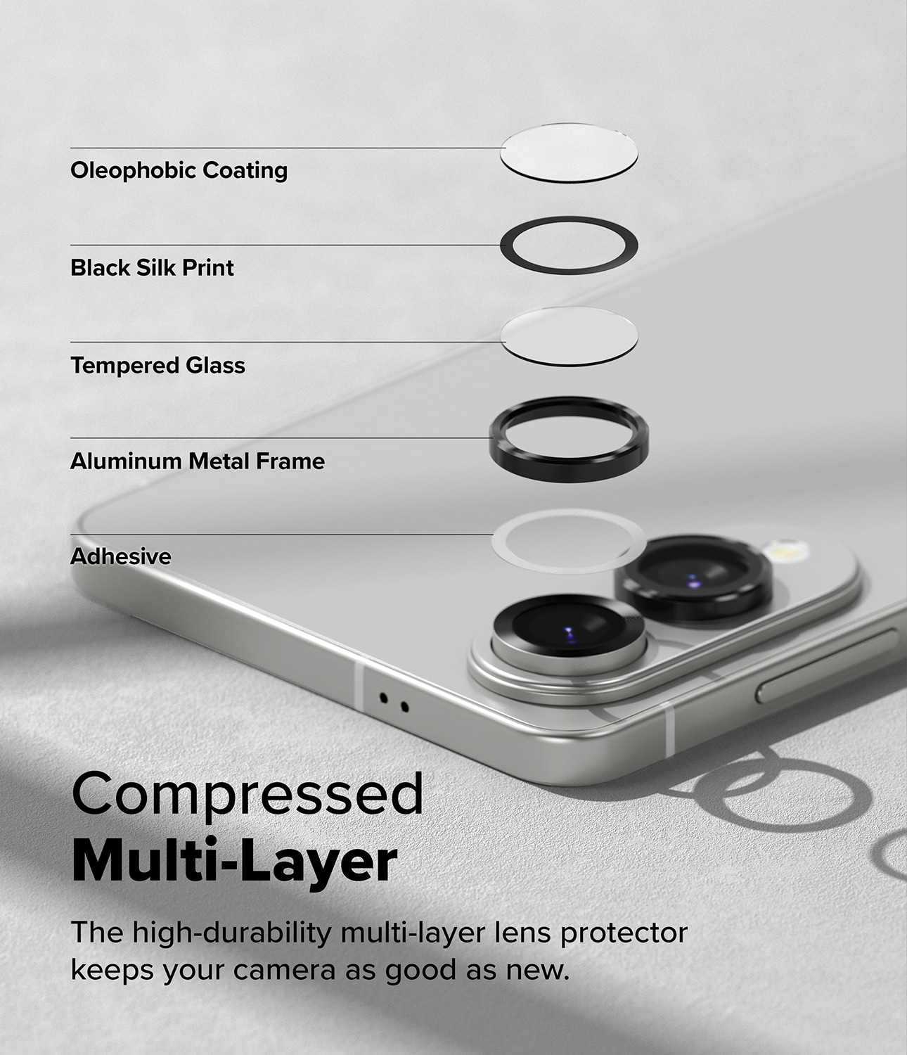 Samsung Galaxy S25 Edge 2-pack Linsskydd med aluminiumsramme, Svart
