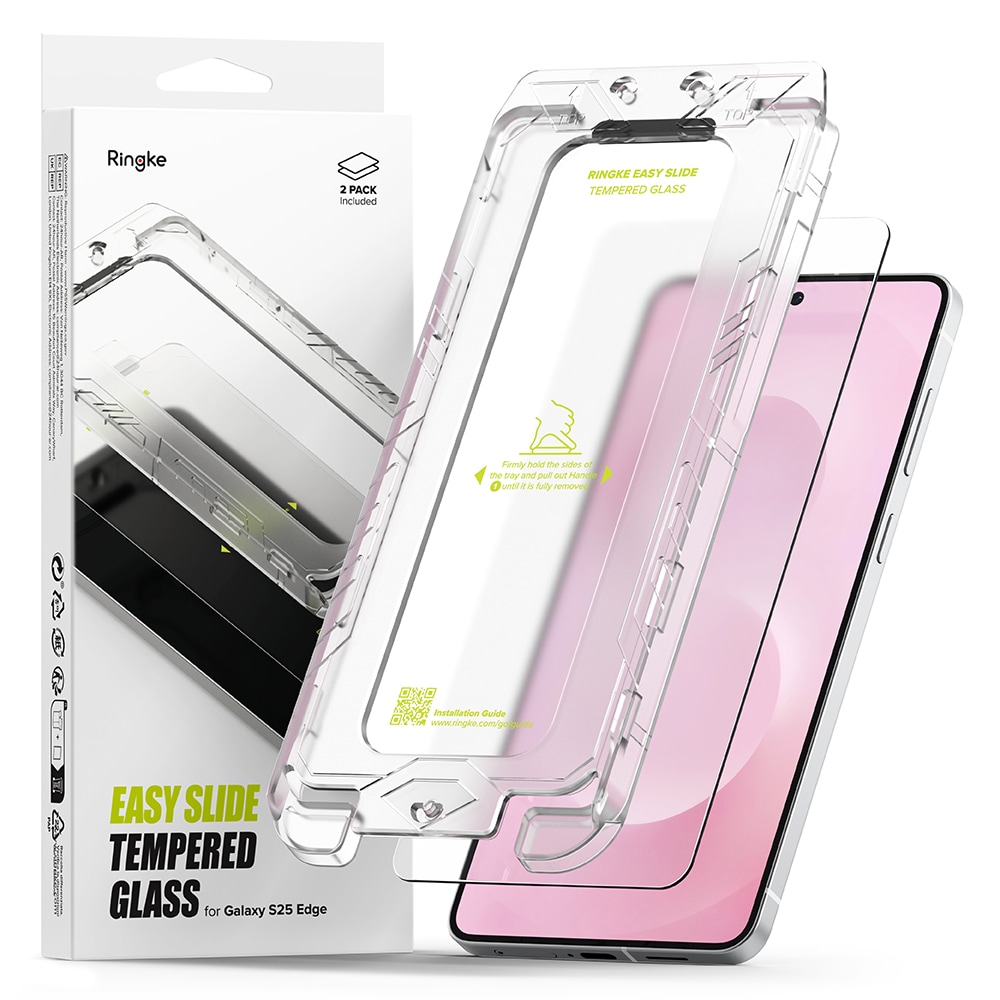 Samsung Galaxy S25 Edge Skjermbeskytter i glass med monteringsramme (2-pack)