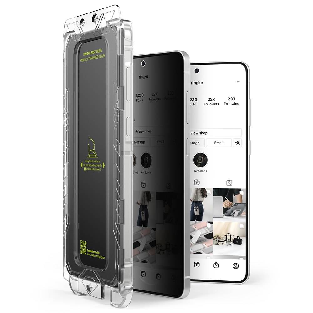 Samsung Galaxy S25 Edge Anti-spy Skjermbeskytter i glass med monteringsram (2-pack)