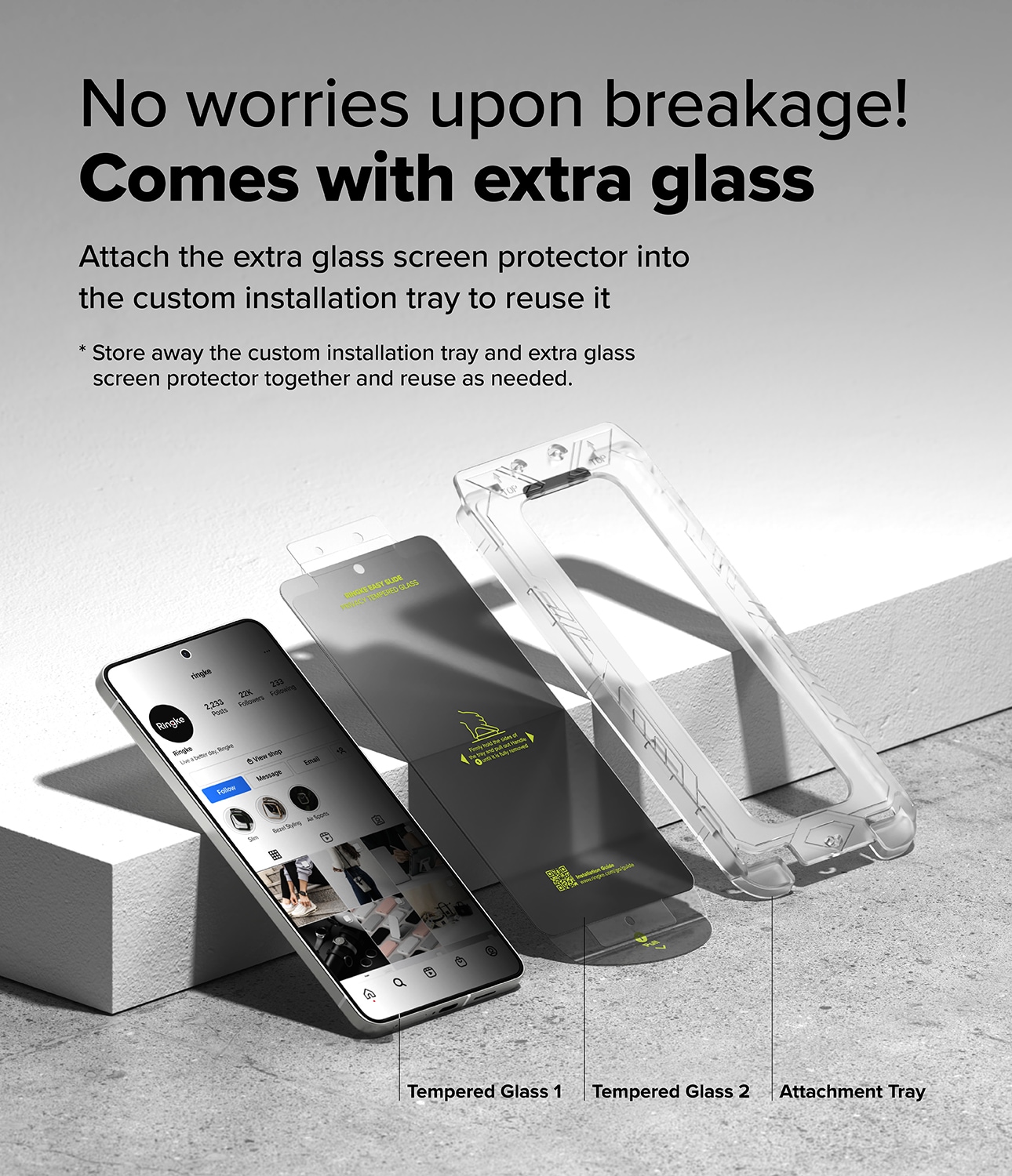 Samsung Galaxy S25 Edge Anti-spy Skjermbeskytter i glass med monteringsram (2-pack)