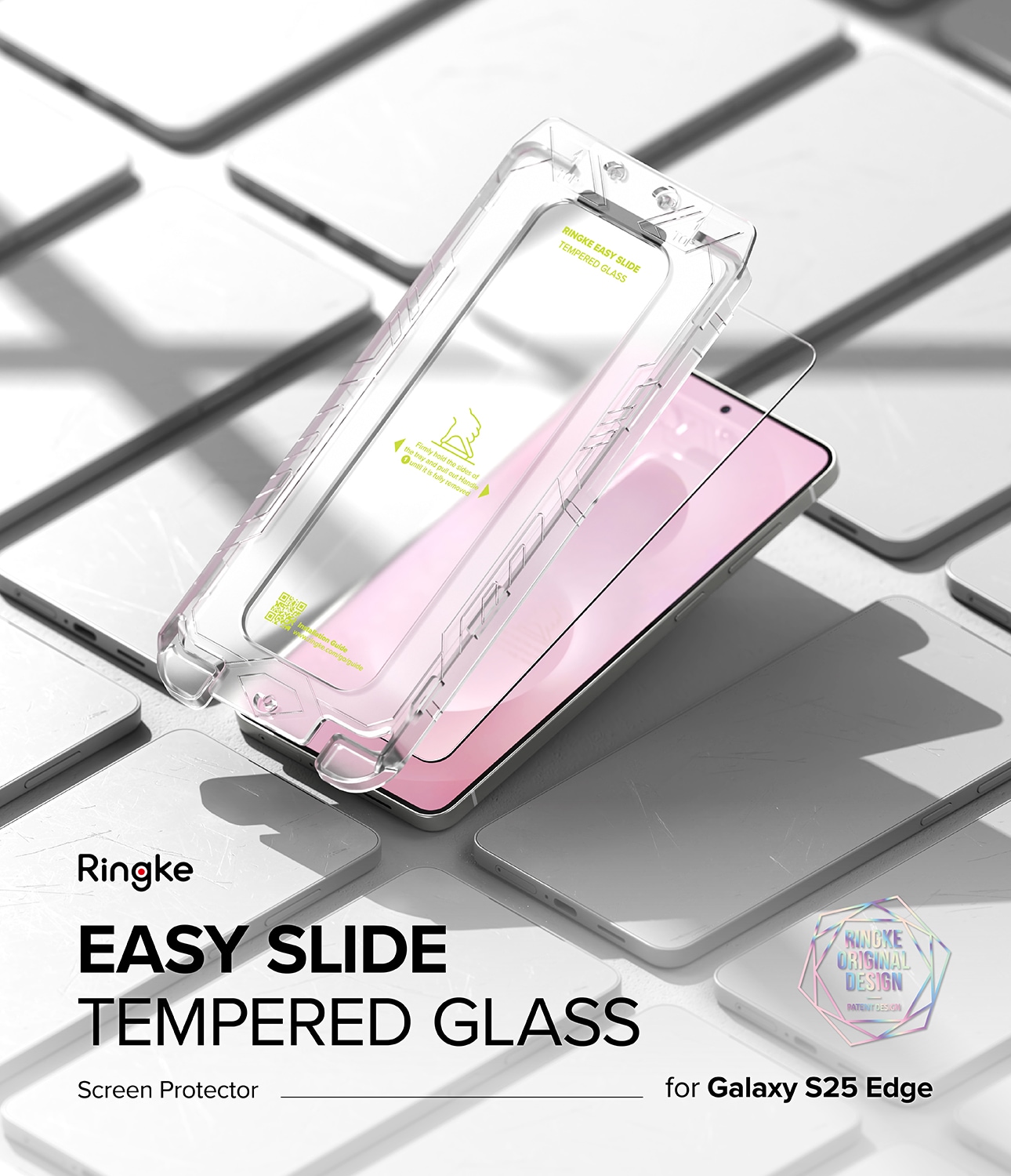 Samsung Galaxy S25 Edge Skjermbeskytter i glass med monteringsramme (2-pack)