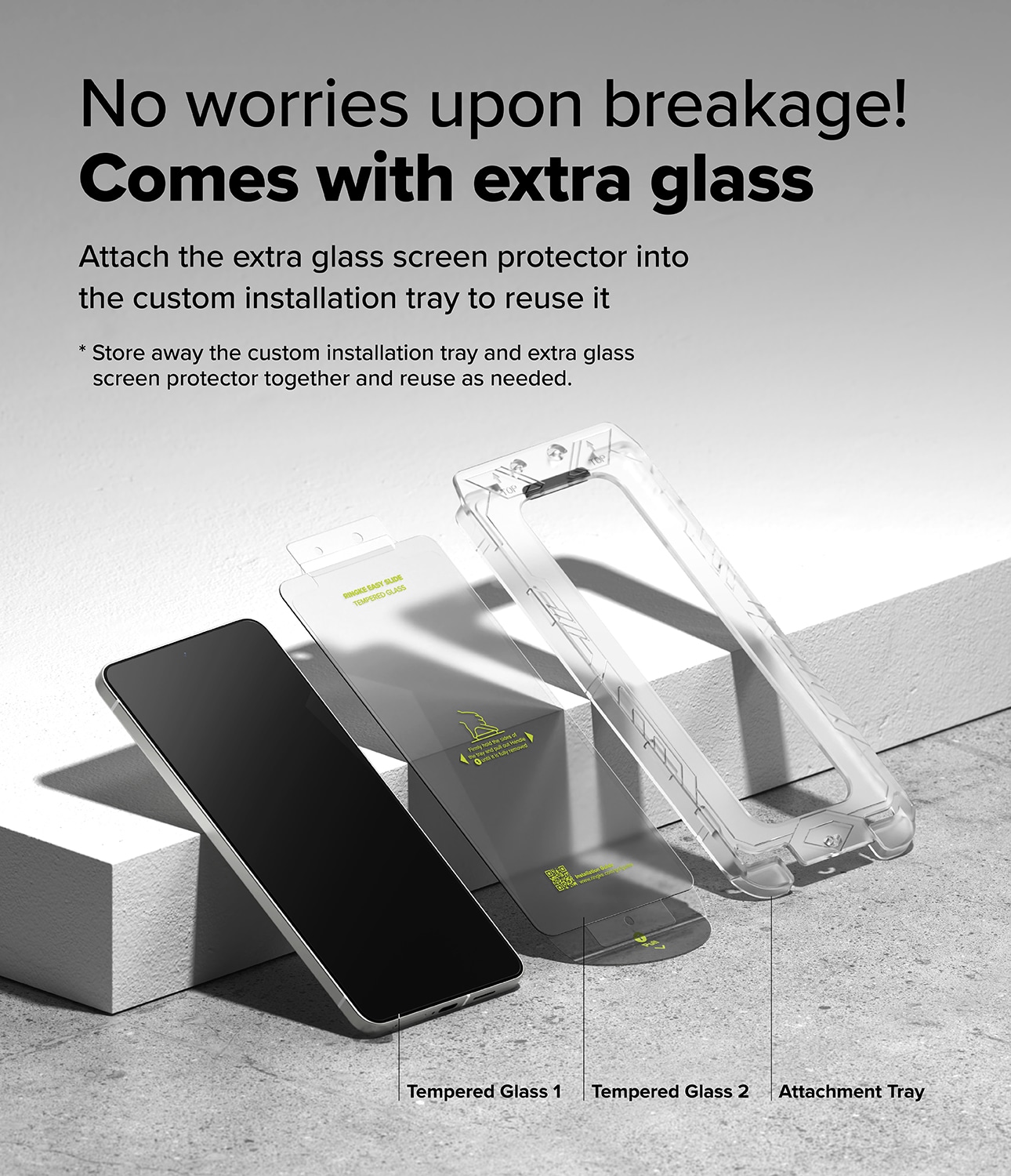 Samsung Galaxy S25 Edge Skjermbeskytter i glass med monteringsramme (2-pack)
