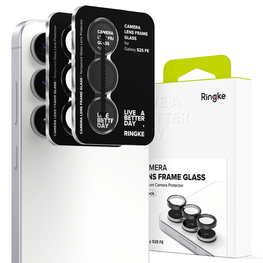 Samsung Galaxy S25 FE 2-pack Linsskydd med aluminiumsramme, Svart