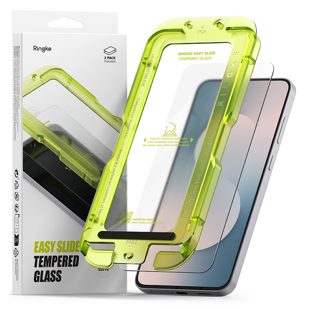 Samsung Galaxy S25 FE Skjermbeskytter i glass med monteringsramme (2-pack)