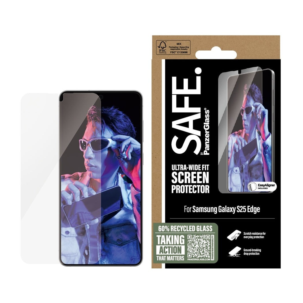 Samsung Galaxy S25 Edge Skjermbeskytter i glass med installasjonsramme - Ultra Wide Fit