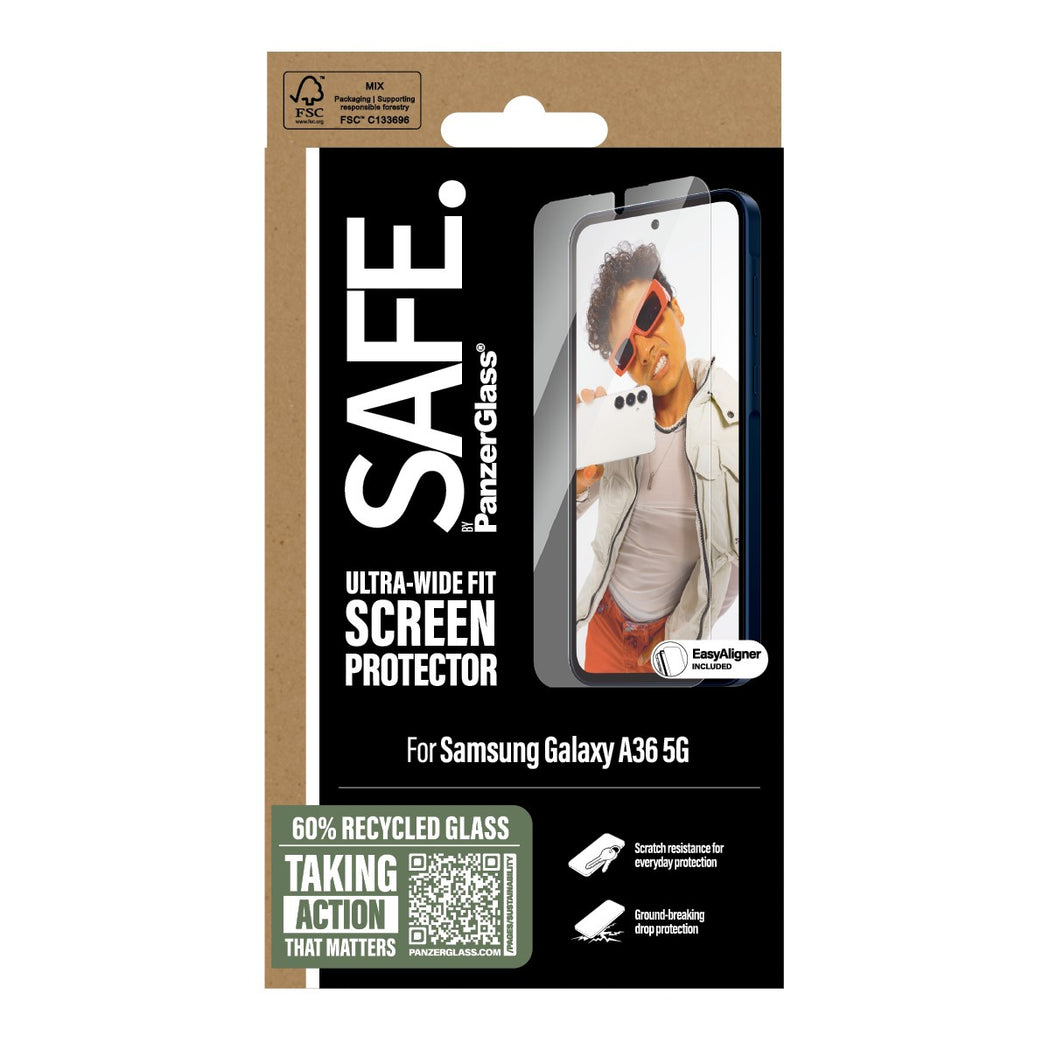 Samsung Galaxy A36 Skjermbeskytter i glass med installasjonsramme - Ultra Wide Fit