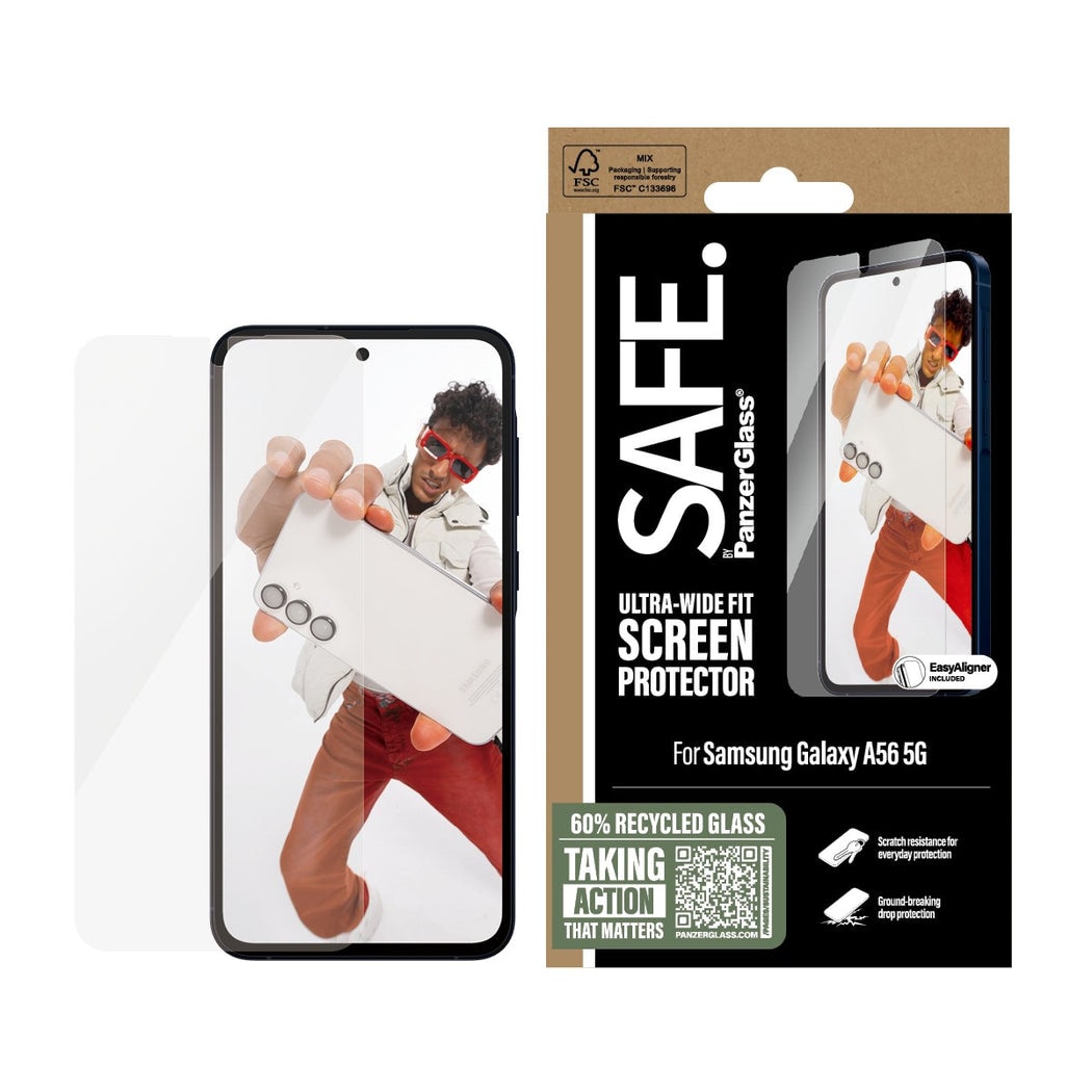 Samsung Galaxy A56 Skjermbeskytter i glass med installasjonsramme - Ultra Wide Fit