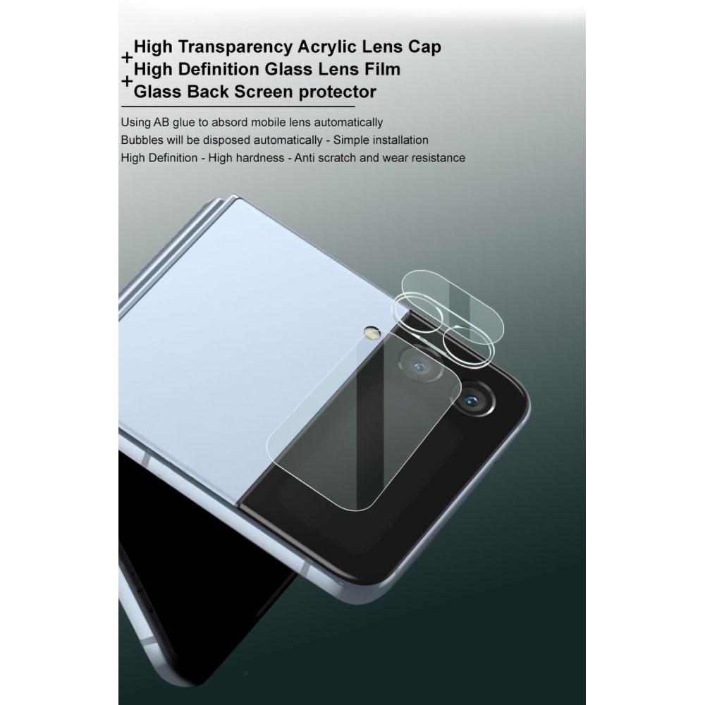 Samsung Galaxy Z Flip 3 Skjermbeskytter for ytterskjerm og linsebeskytter i herdet glass Gjennomsiktig