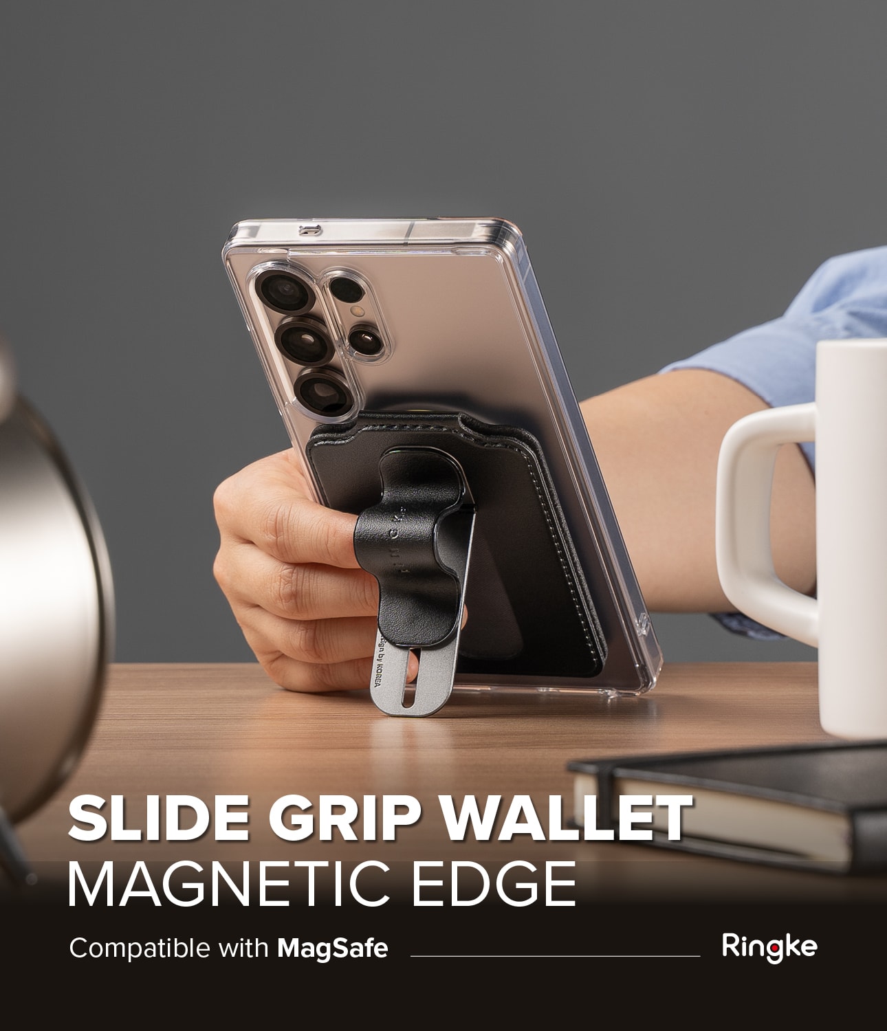 Samsung Galaxy Magnetisk kortholder med grep, Svart