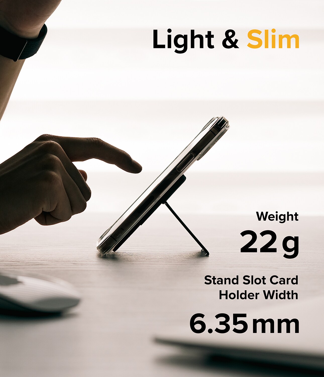 Stand Card Slot Kortholder, Clear/Peach Pink