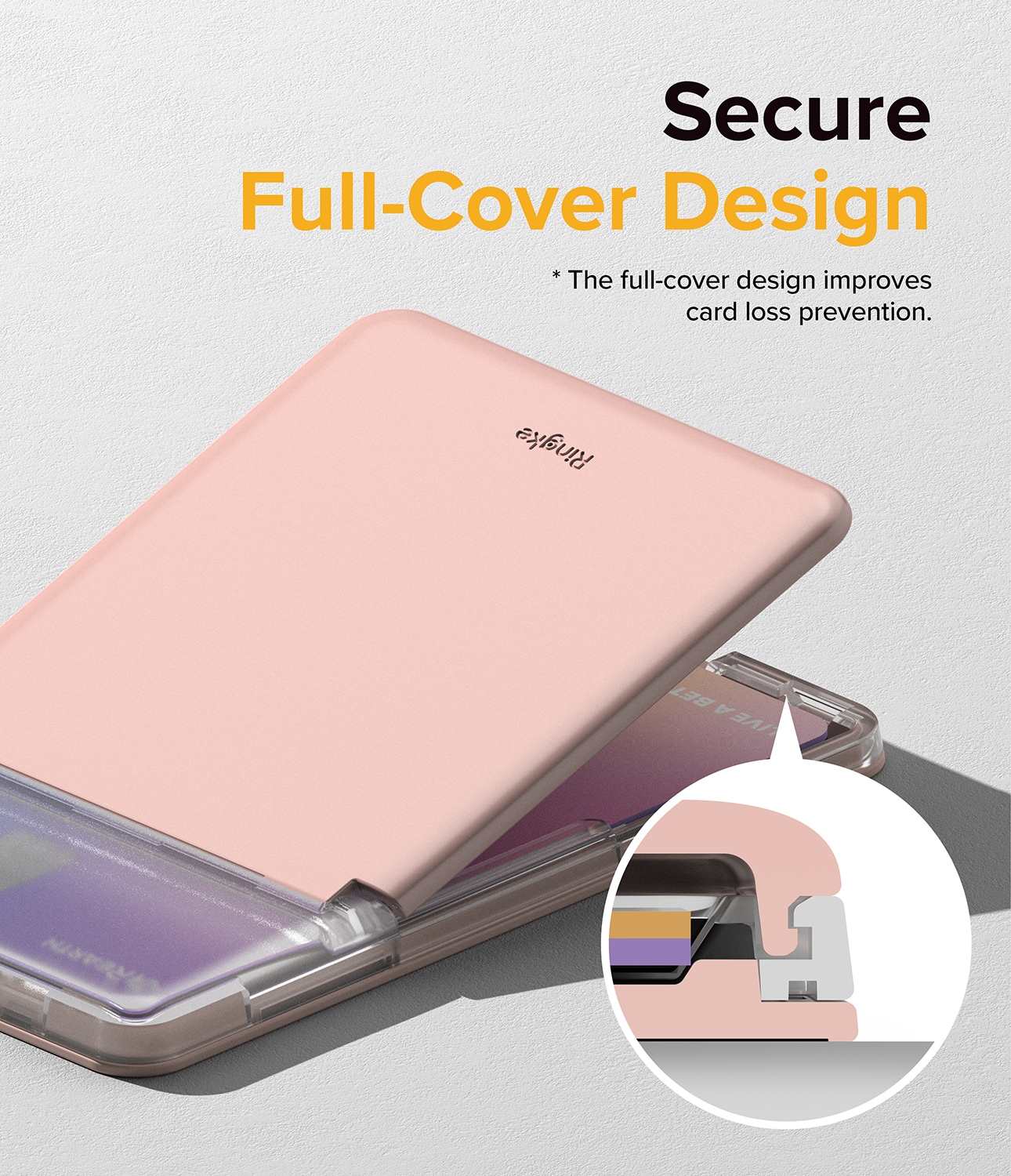 Stand Card Slot Kortholder, Clear/Peach Pink
