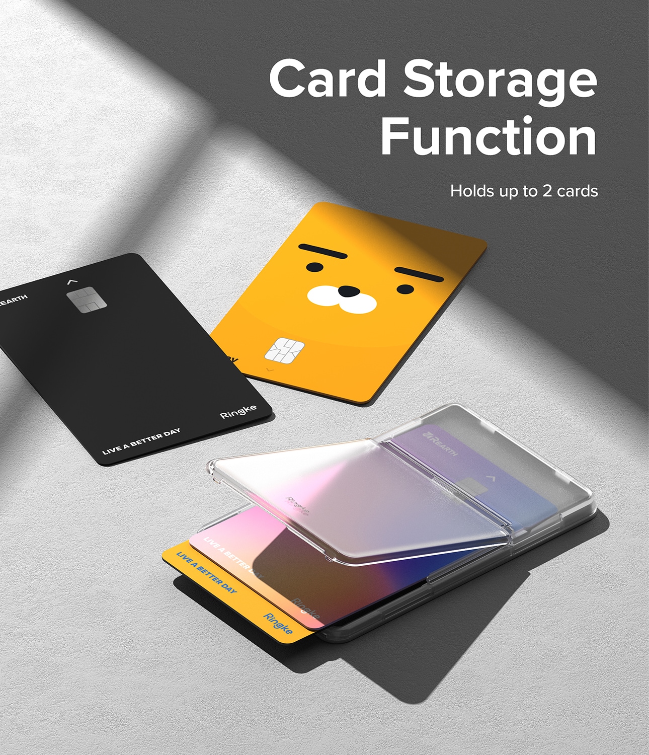 Stand Card Slot Kortholder, Clear Mist