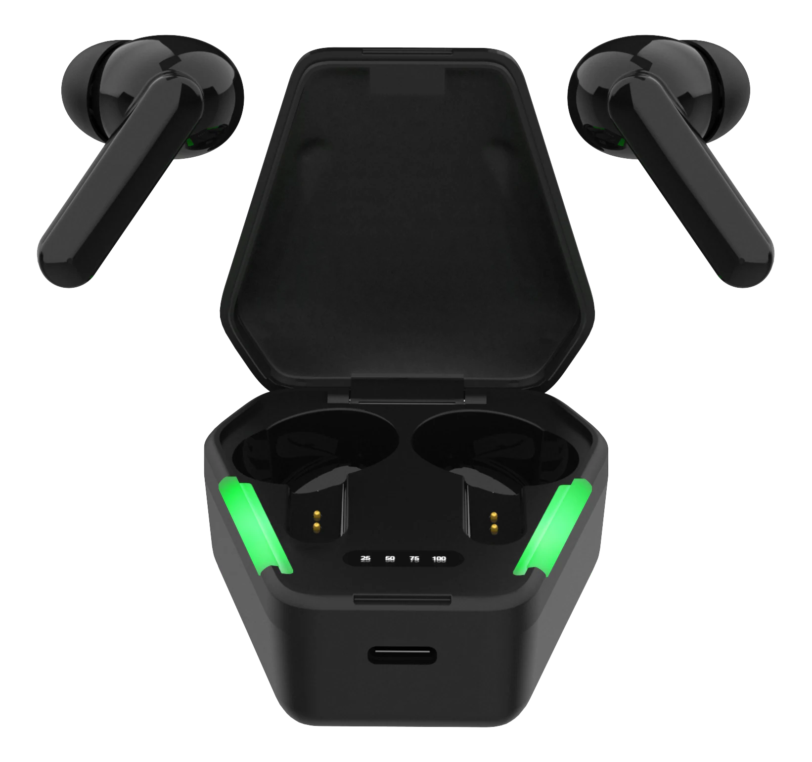 Gaming TWS hodetelefoner in-ear trådløse, Svart