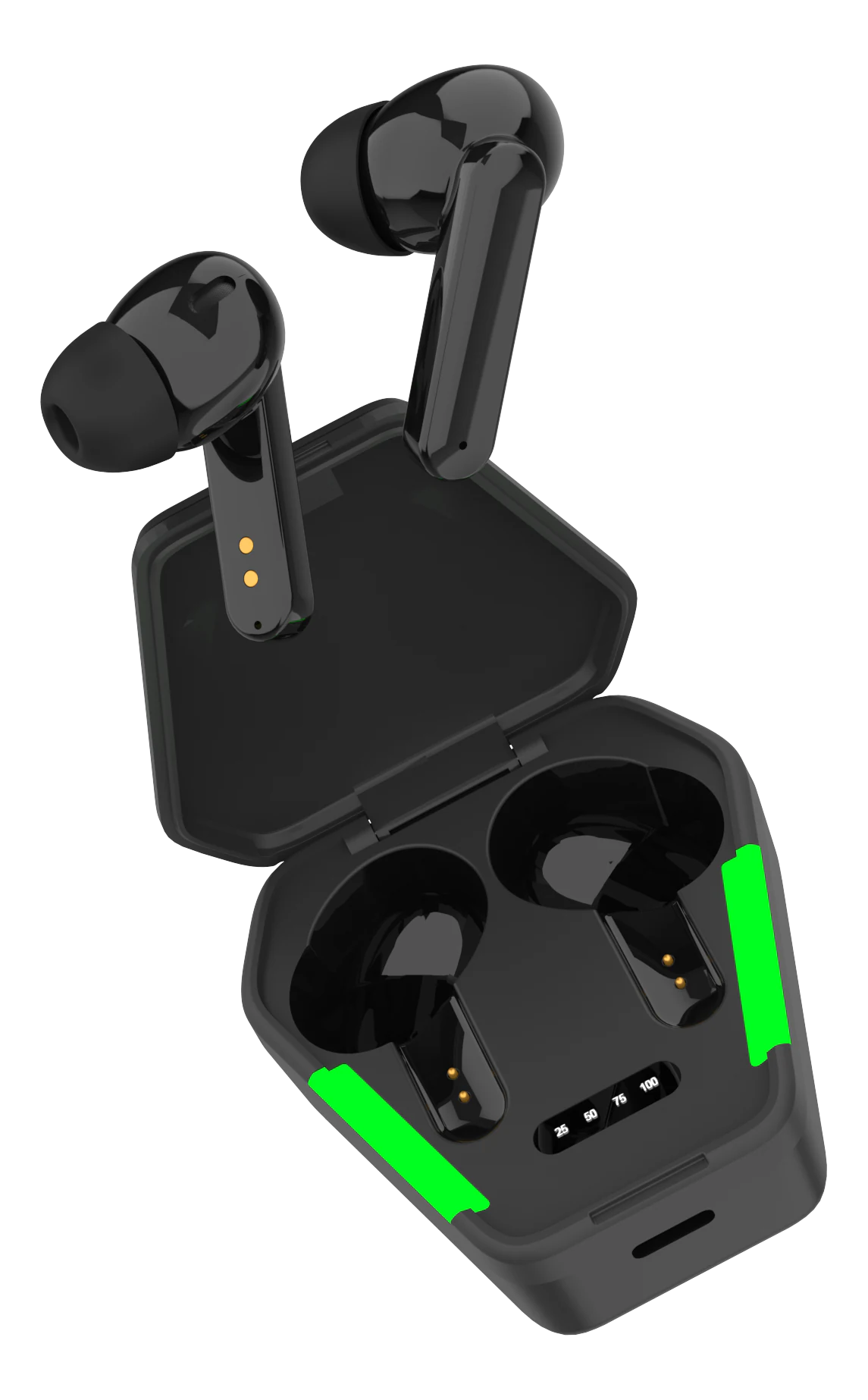 Gaming TWS hodetelefoner in-ear trådløse, Svart