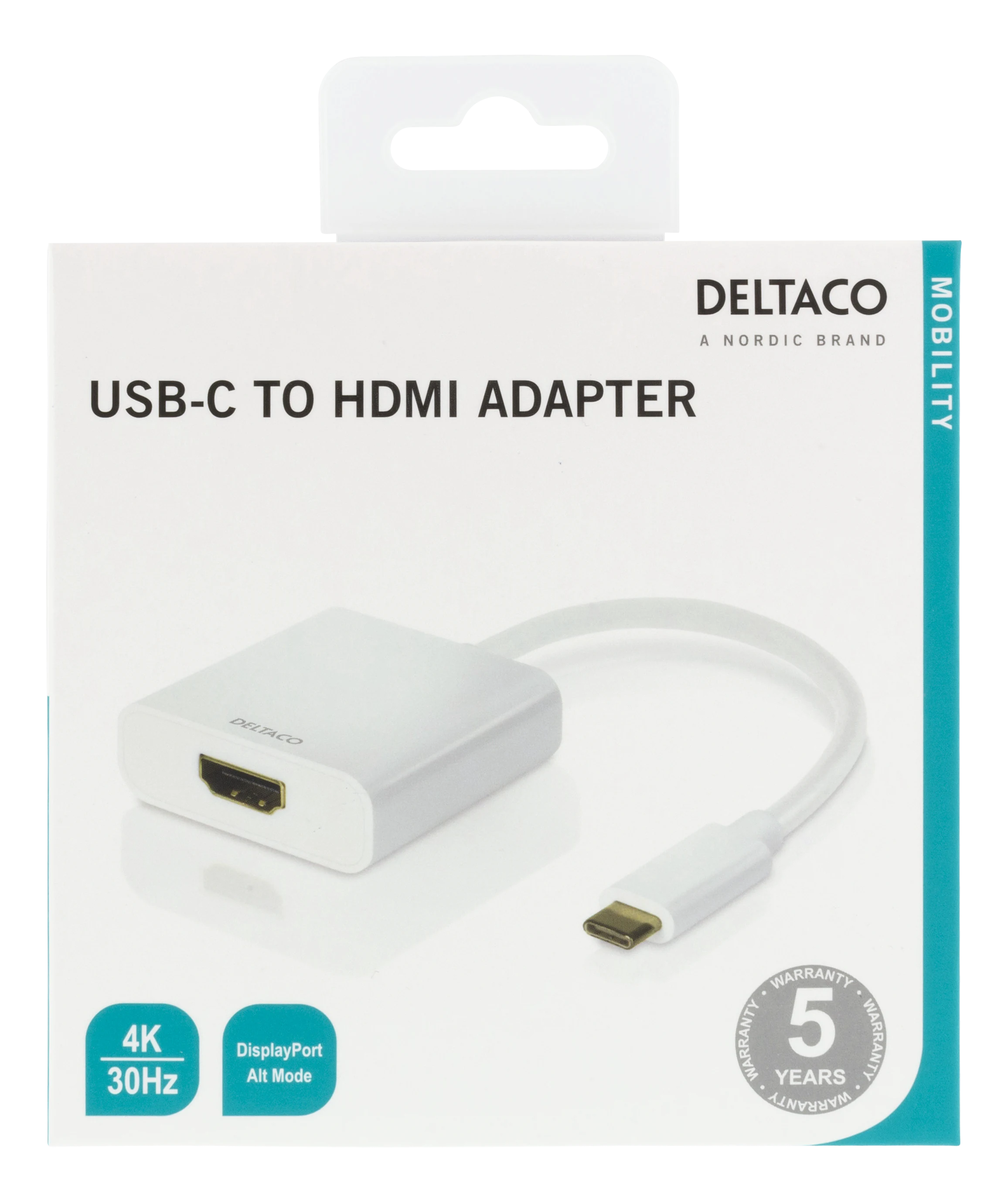 USB-C til HDMI-adapter 4K UHD, Hvit