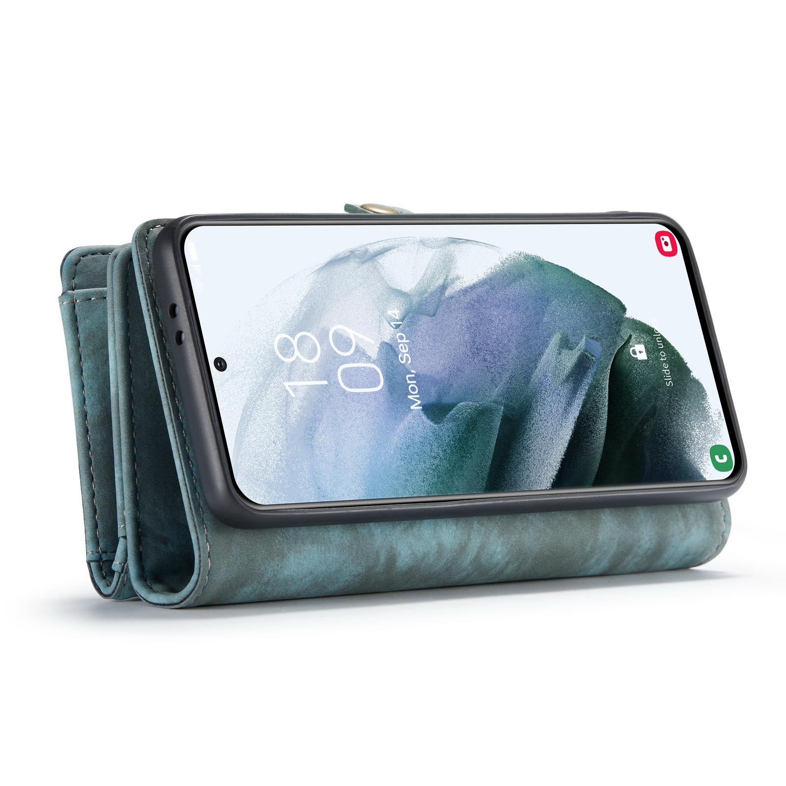 Samsung Galaxy S21 Ultra Romslig lommeboketui med mange kortlommer, Blå