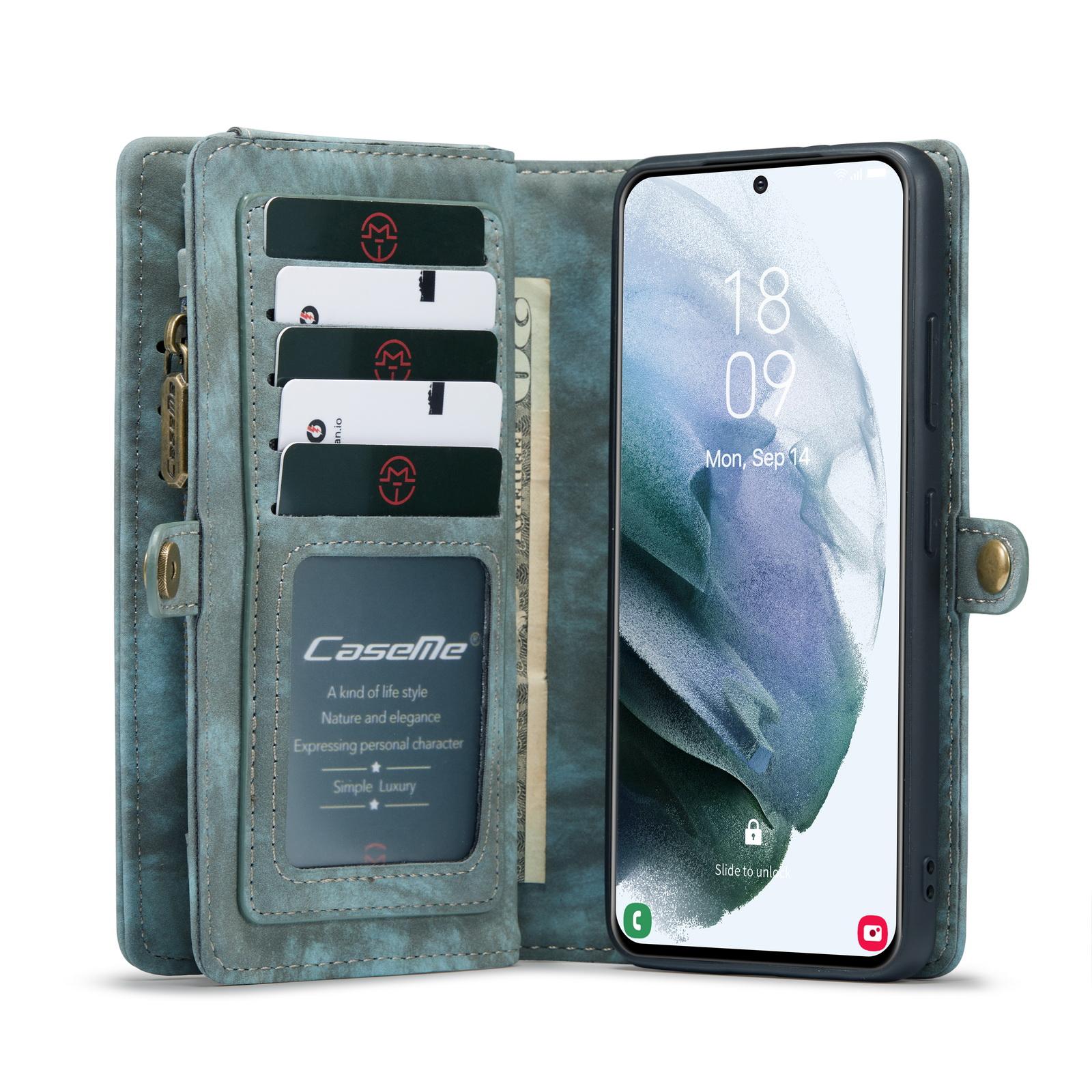 Samsung Galaxy S21 Ultra Romslig lommeboketui med mange kortlommer, Blå