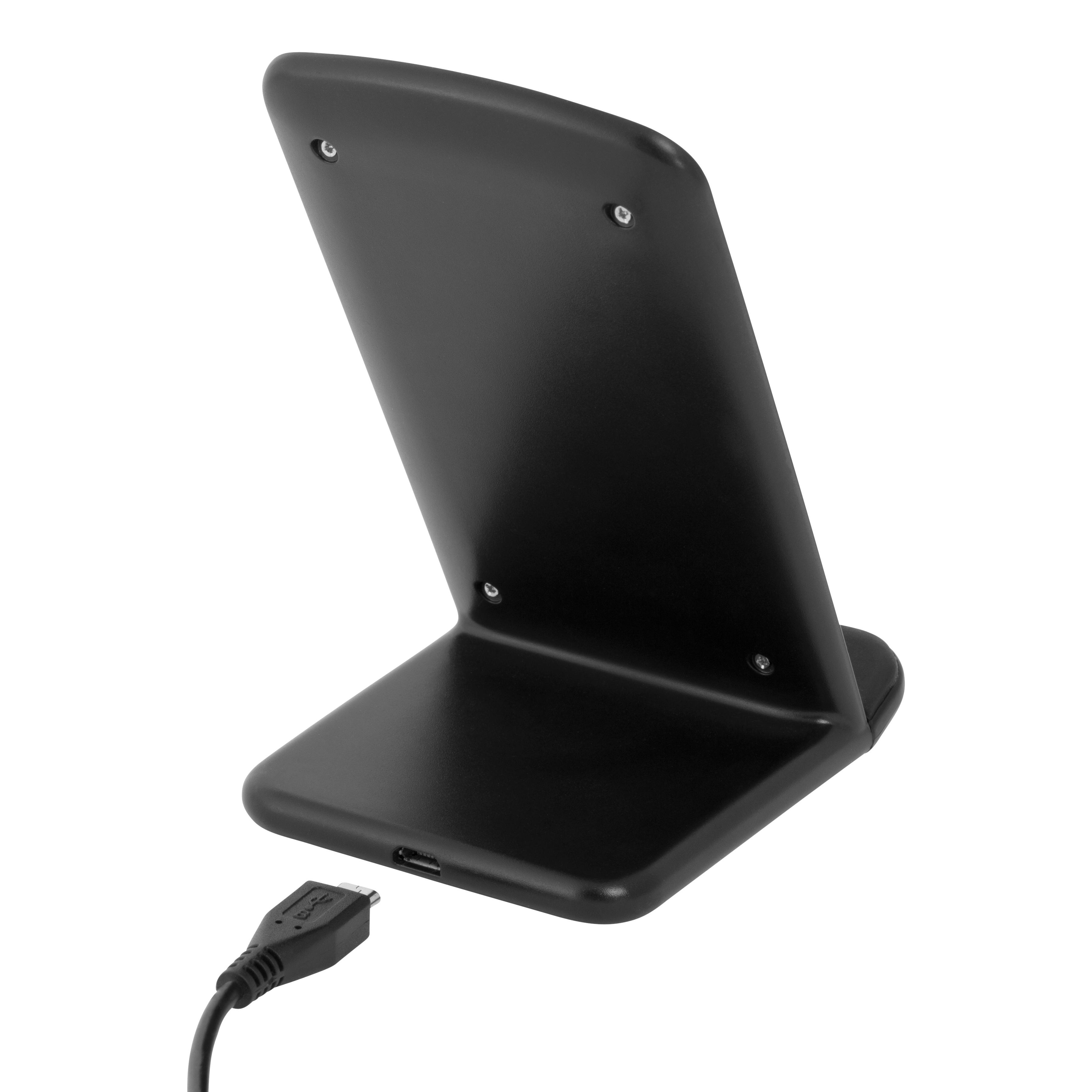 Trådløs 10W Qi-lader med stativ, svart