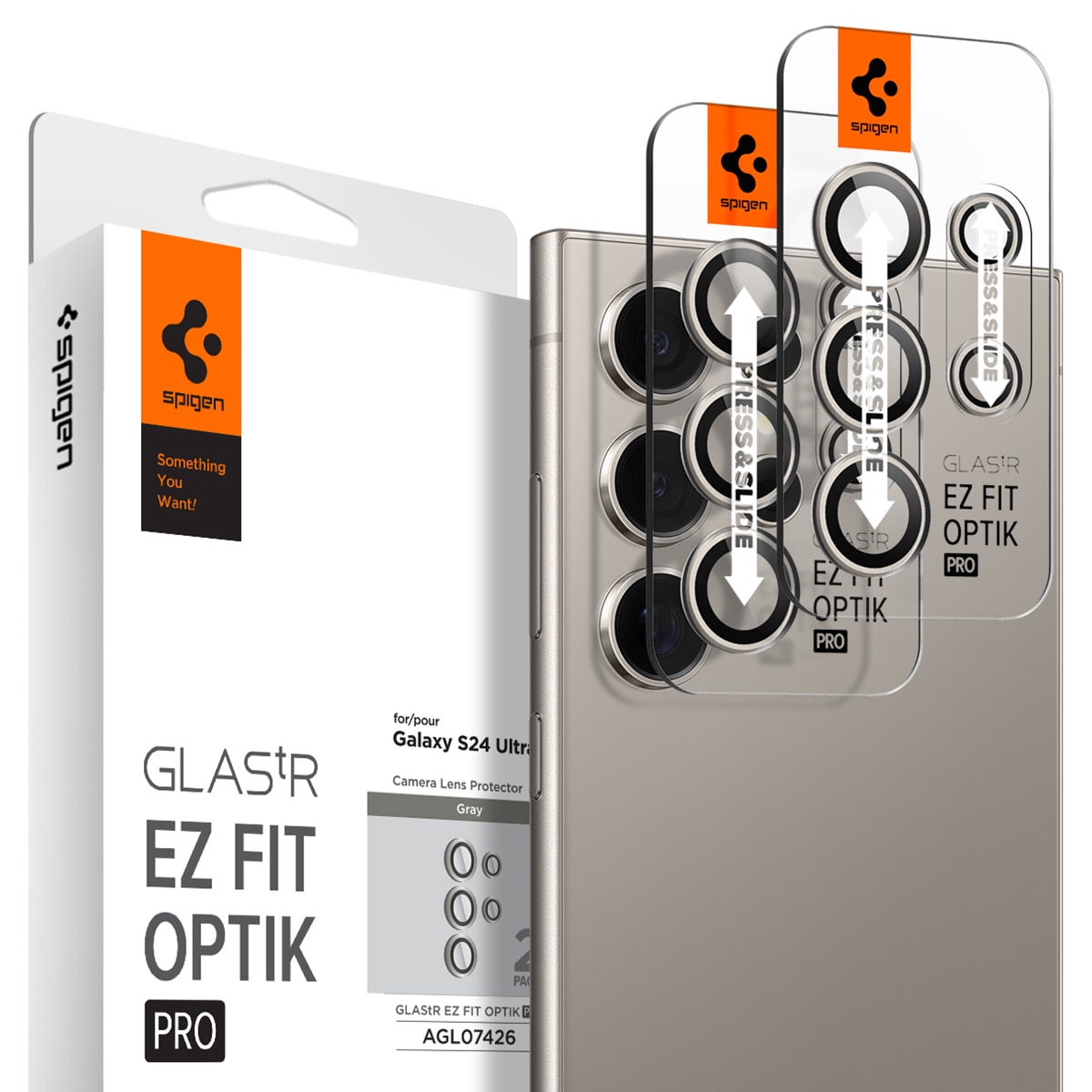 Samsung Galaxy S24 Ultra EZ Fit Linsebeskytter (2-pack), Grå