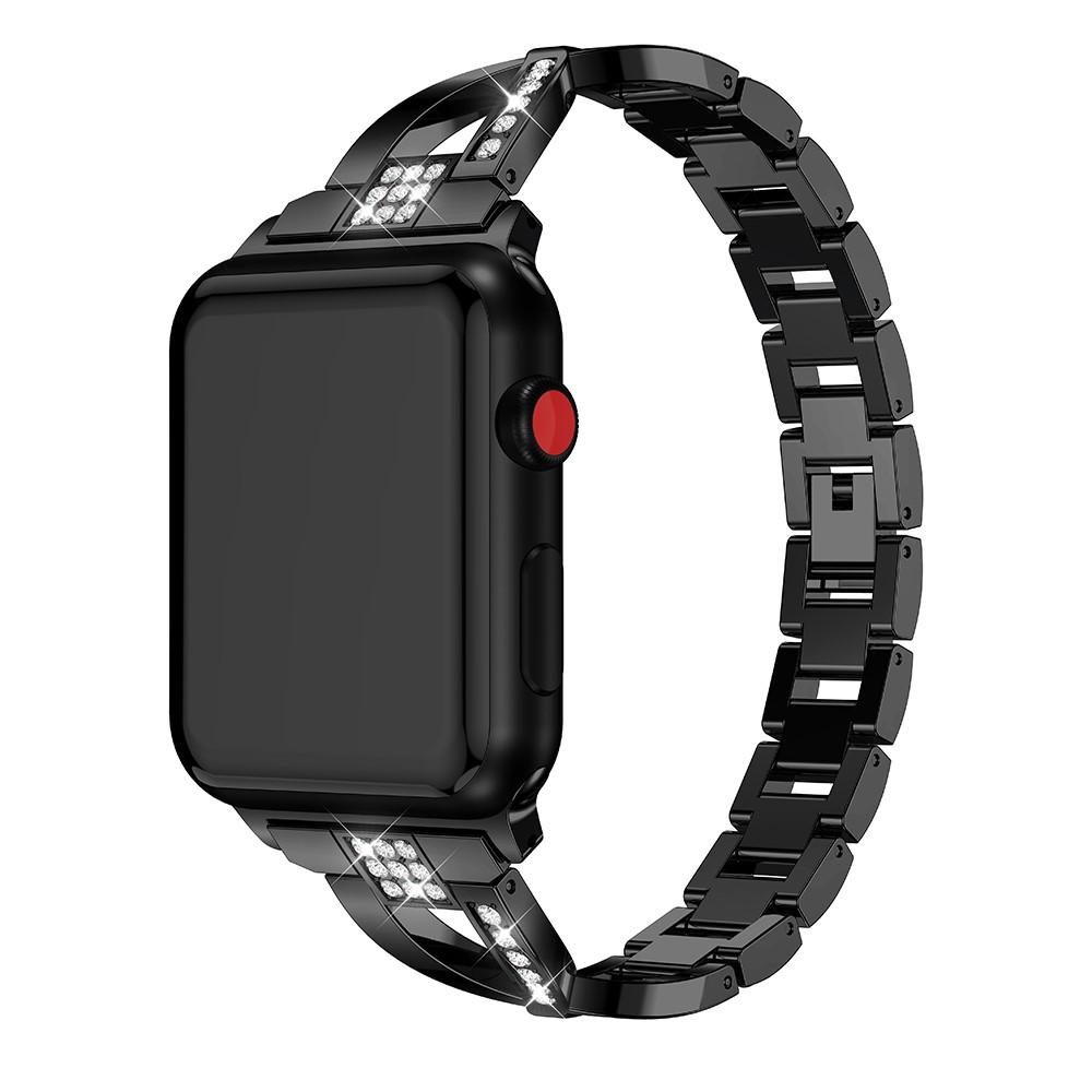 Apple Watch Series 11 42mm Smalt lenkearmbånd med glitrende steiner, Svart