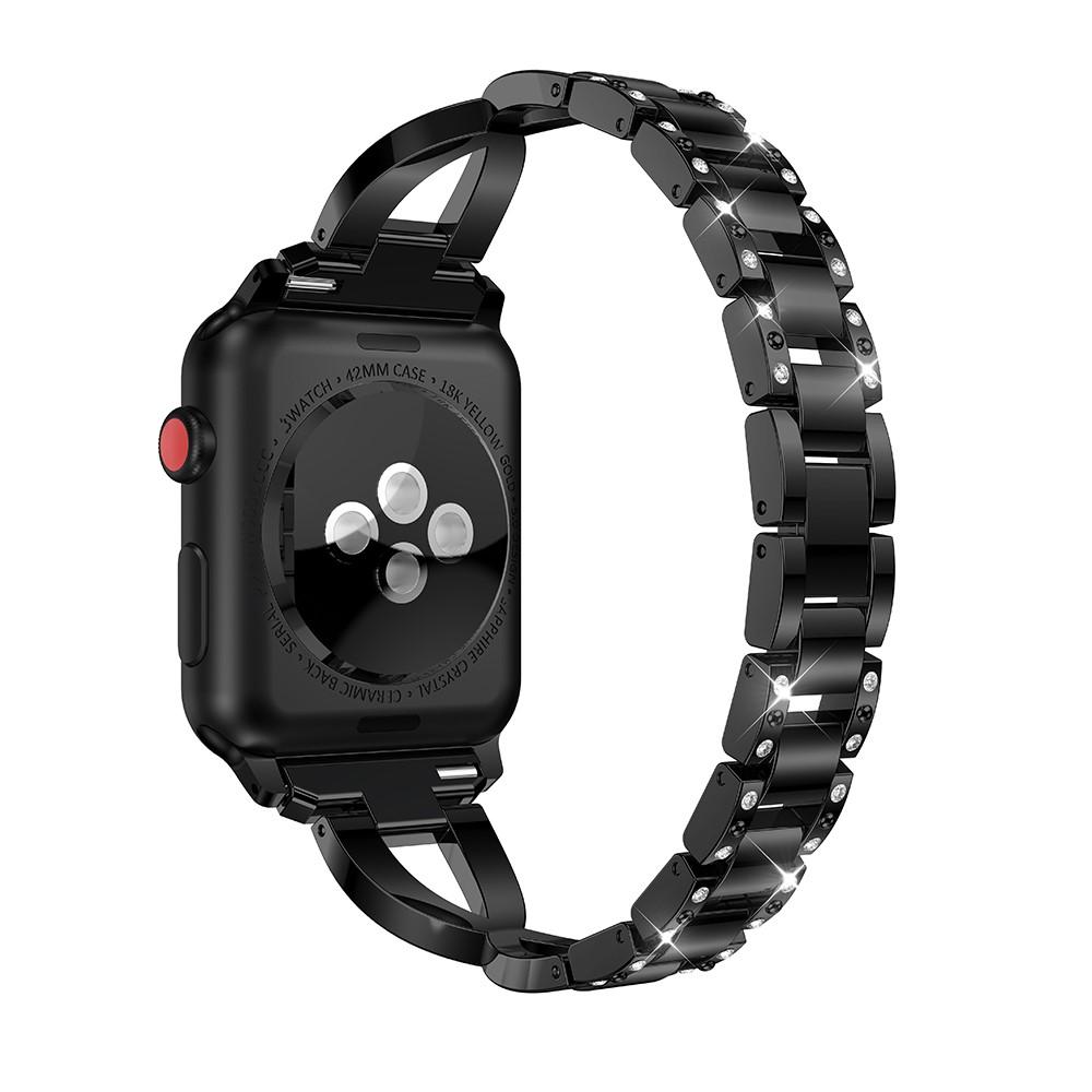 Apple Watch Series 11 42mm Smalt lenkearmbånd med glitrende steiner, Svart