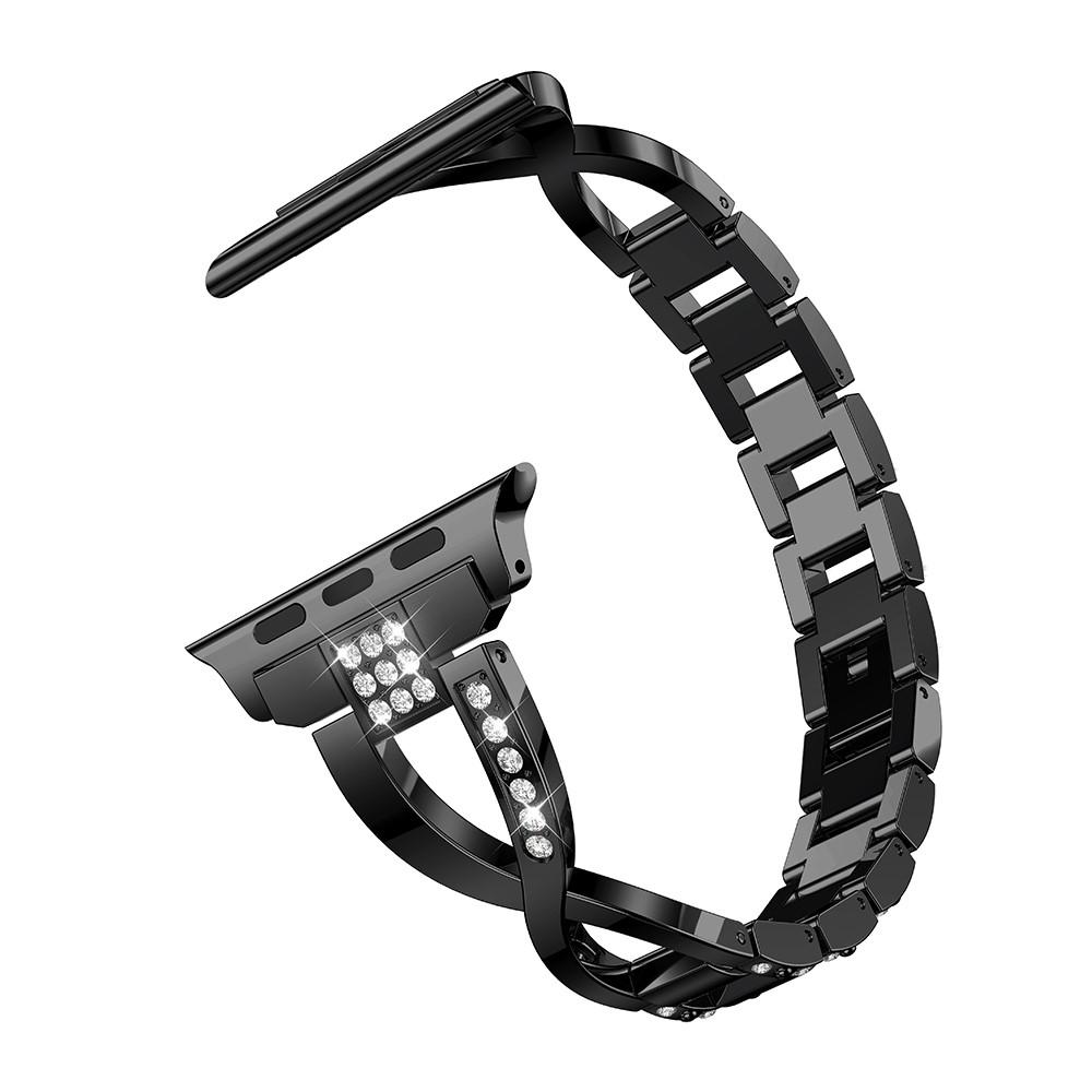 Apple Watch Series 11 42mm Smalt lenkearmbånd med glitrende steiner, Svart