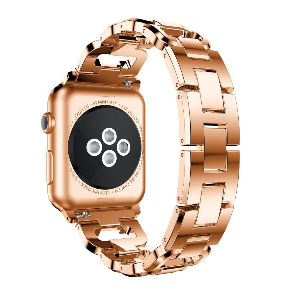 Apple Watch Series 11 42mm Luksuriøst armbånd med glitrende steiner, Rosegull