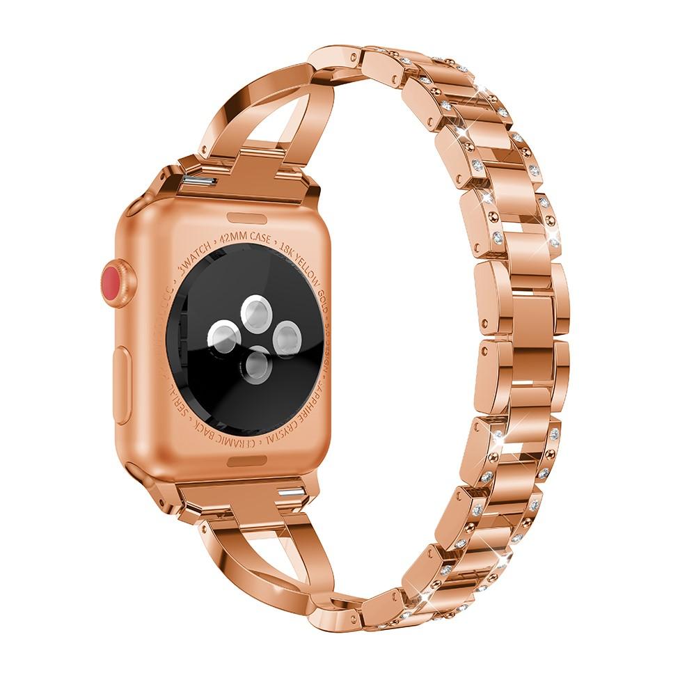 Apple Watch Series 11 42mm Smalt lenkearmbånd med glitrende steiner, Rosegull
