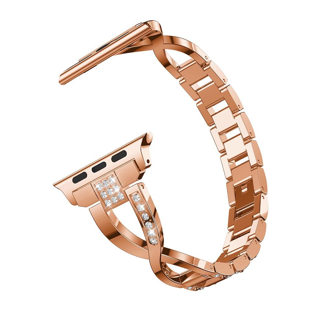 Apple Watch Series 11 42mm Smalt lenkearmbånd med glitrende steiner, Rosegull