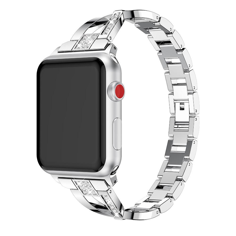 Apple Watch Series 11 42mm Smalt lenkearmbånd med glitrende steiner, Sølv