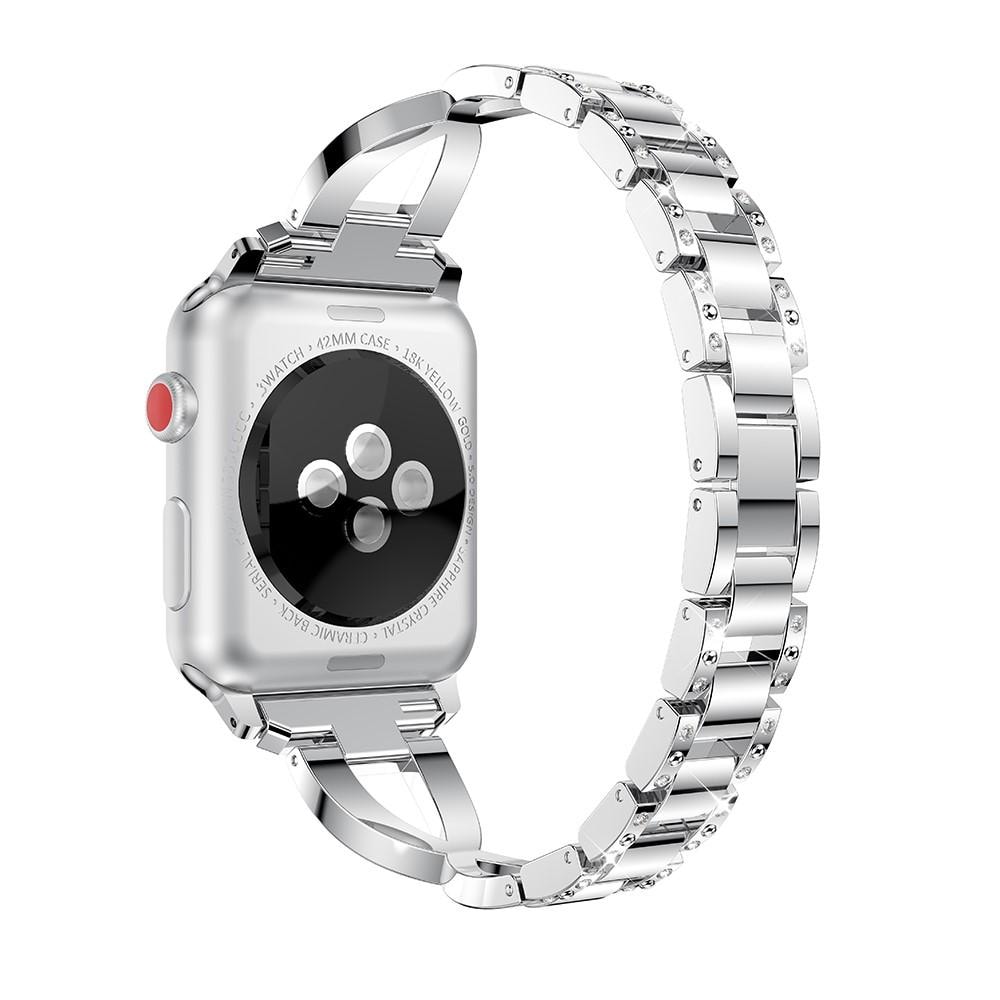 Apple Watch Series 11 42mm Smalt lenkearmbånd med glitrende steiner, Sølv