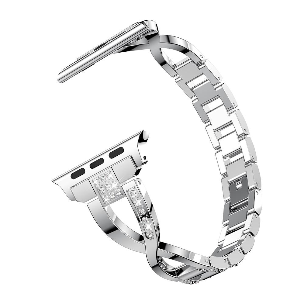 Apple Watch Series 11 42mm Smalt lenkearmbånd med glitrende steiner, Sølv
