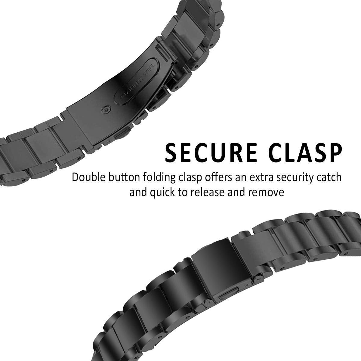 Fitbit Inspire/Inspire HR/Inspire 2 Elegant lenkereim i metall, Svart