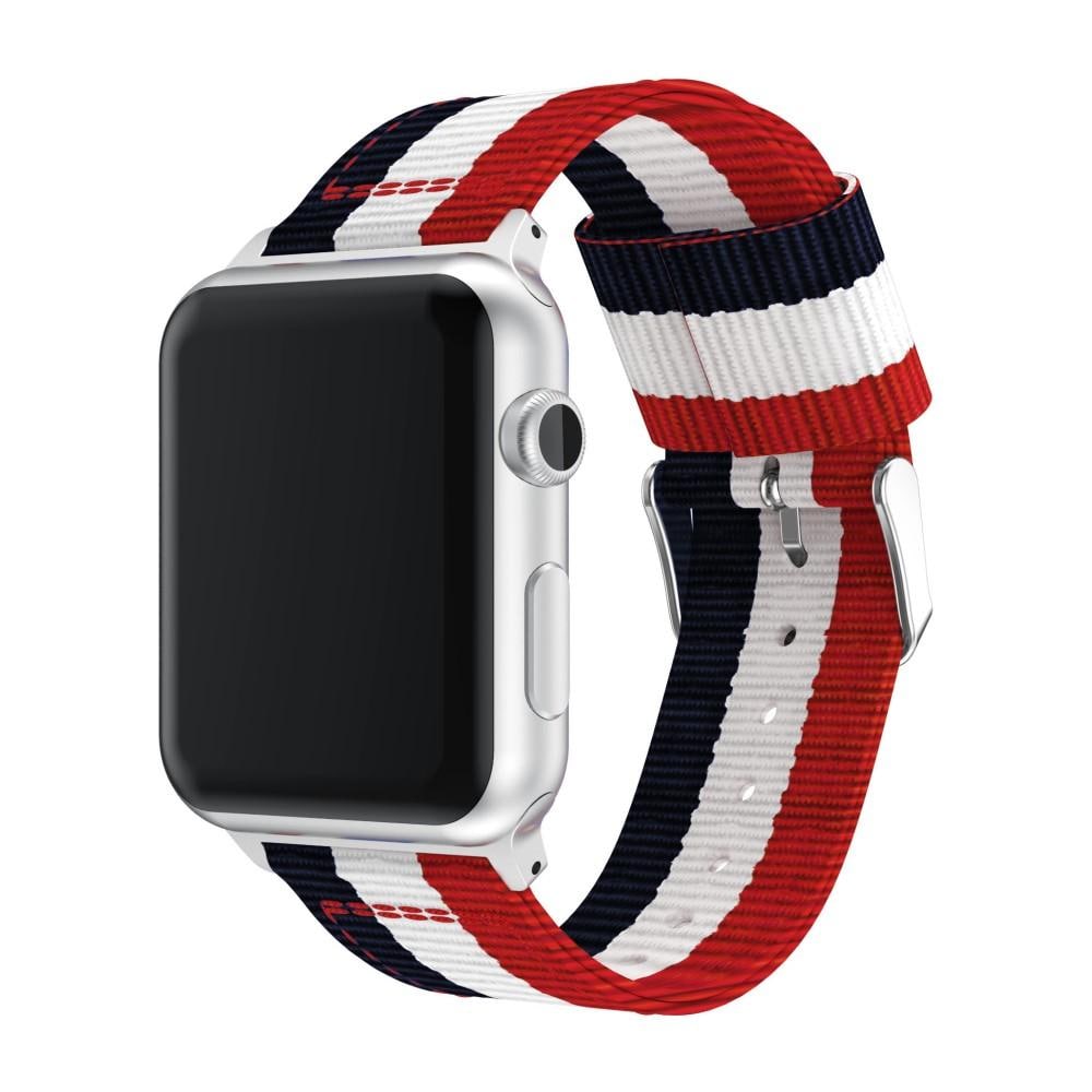 Apple Watch SE 40mm Reim i nylon, blå/hvit/rød