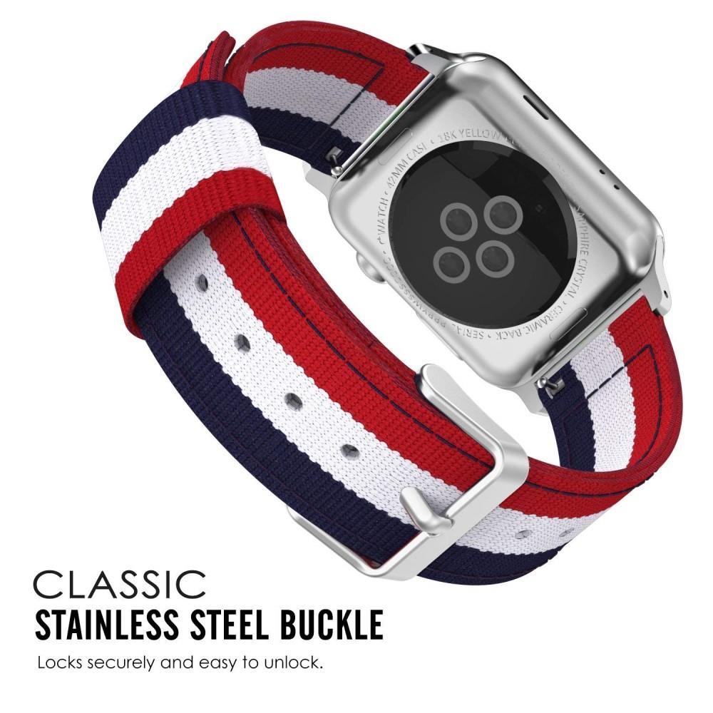 Apple Watch SE 40mm Reim i nylon, blå/hvit/rød