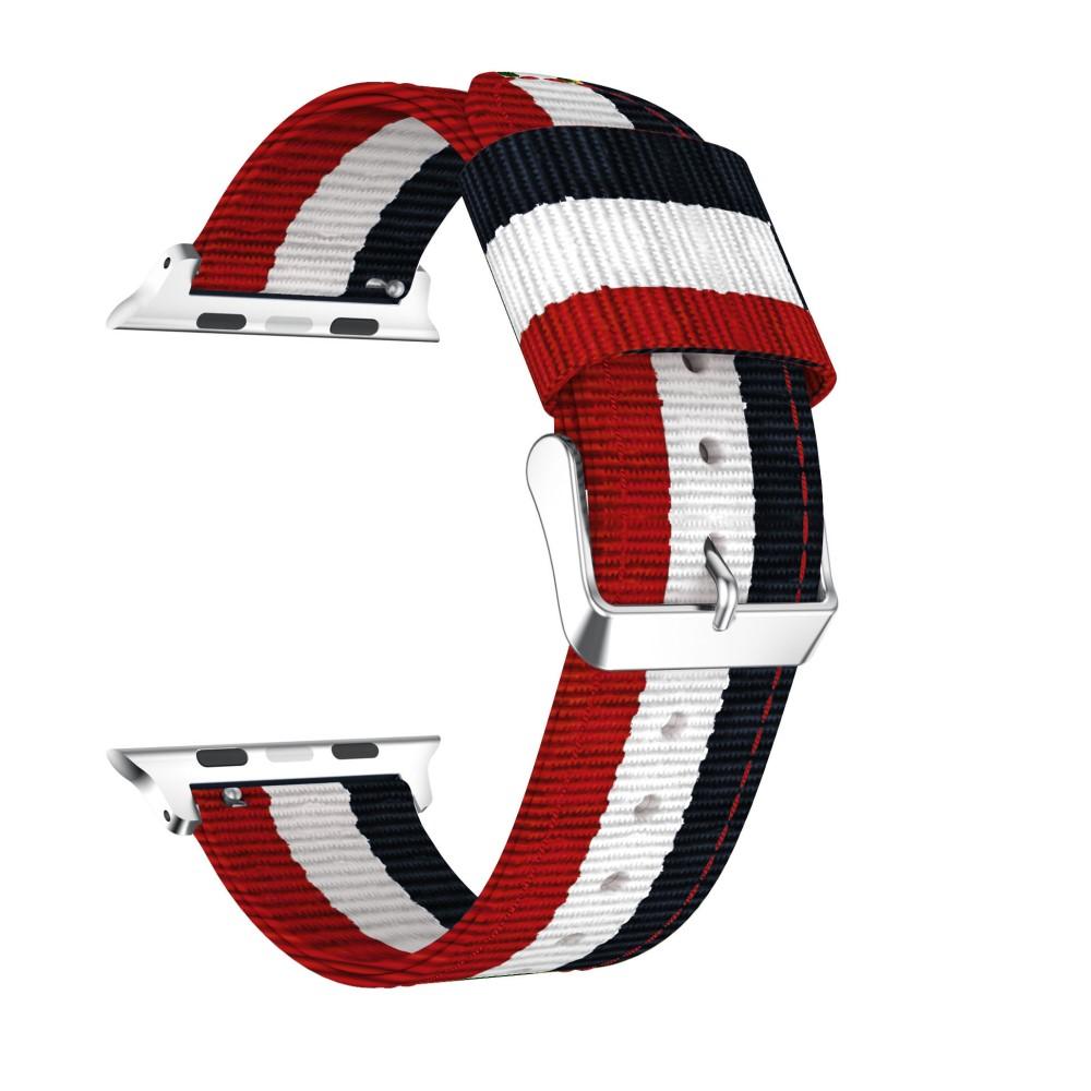 Apple Watch Series 9 45mm Reim i nylon, blå/hvit/rød