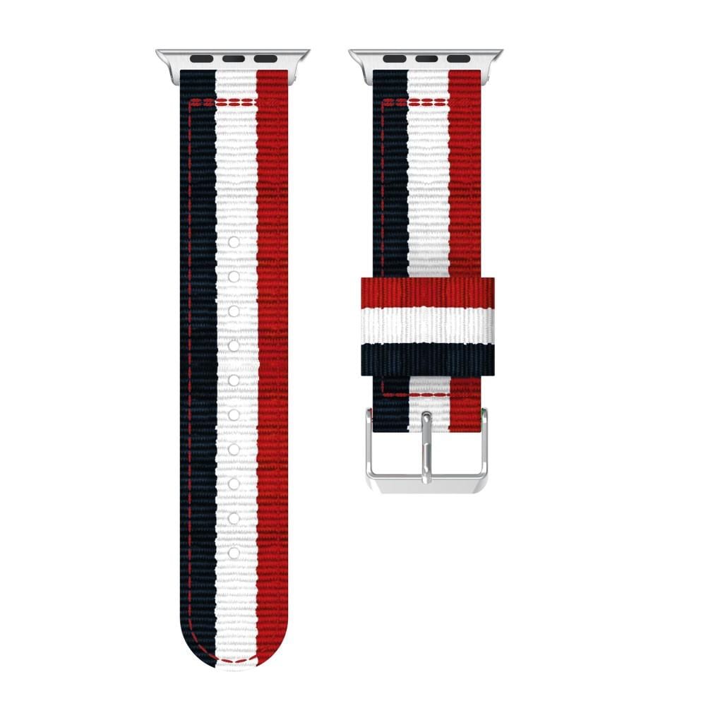 Apple Watch SE 40mm Reim i nylon, blå/hvit/rød