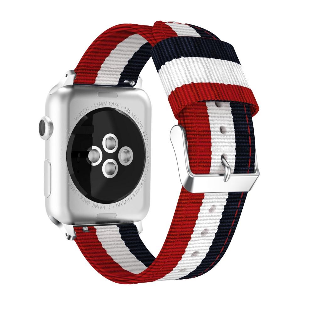 Apple Watch Series 8 45mm Reim i nylon, blå/hvit/rød