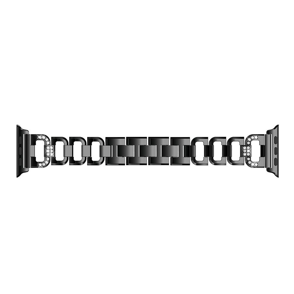 Apple Watch Series 11 42mm Luksuriøst armbånd med glitrende steiner, Svart