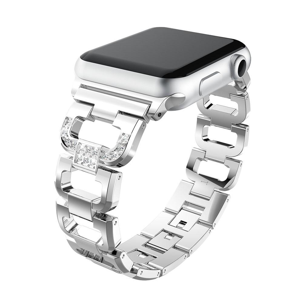 Apple Watch Series 11 42mm Luksuriøst armbånd med glitrende steiner, Sølv