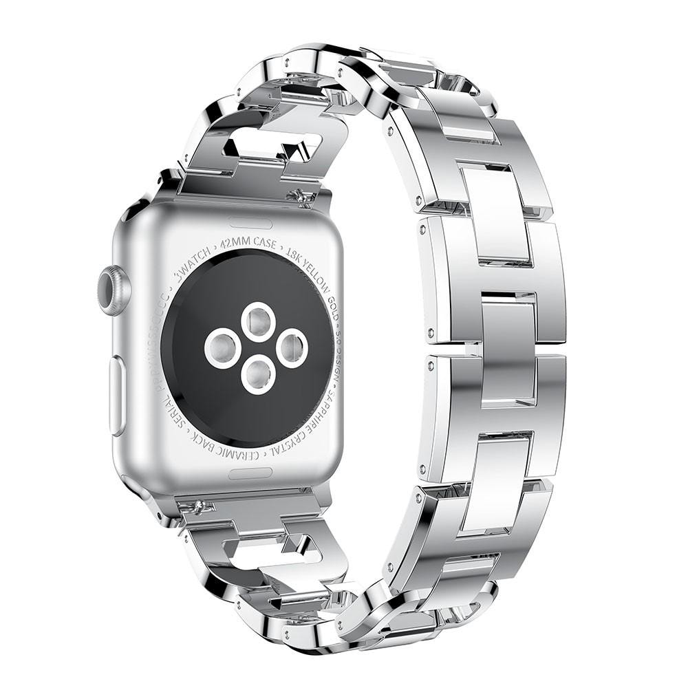 Apple Watch Series 11 42mm Luksuriøst armbånd med glitrende steiner, Sølv