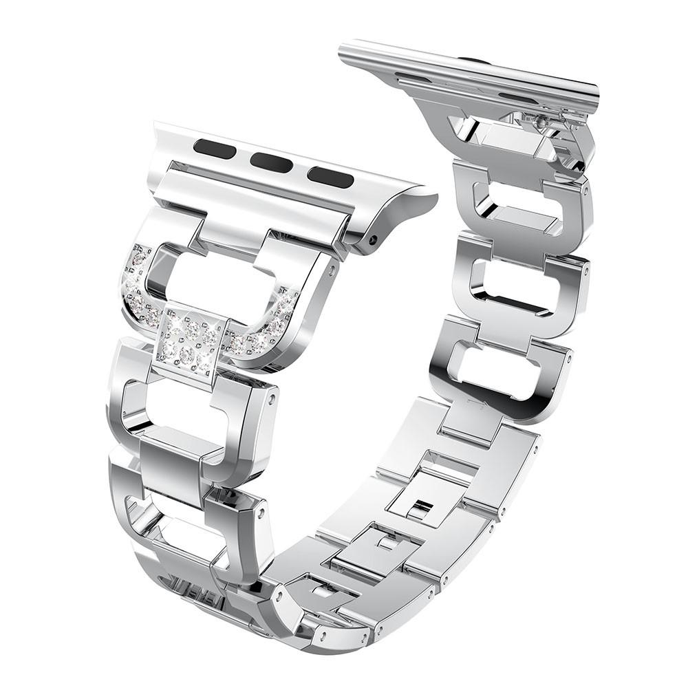 Apple Watch Series 11 42mm Luksuriøst armbånd med glitrende steiner, Sølv