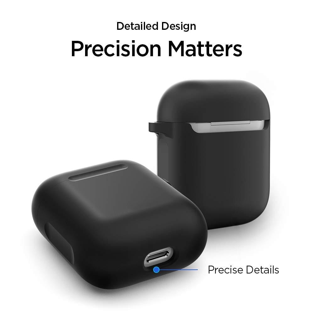 Apple AirPods Silikondeksel med karabinkrok, Svart