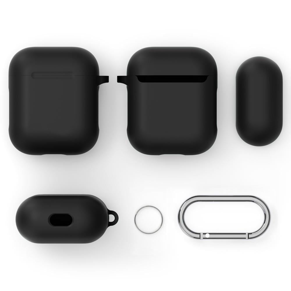 Apple AirPods Silikondeksel med karabinkrok, Svart