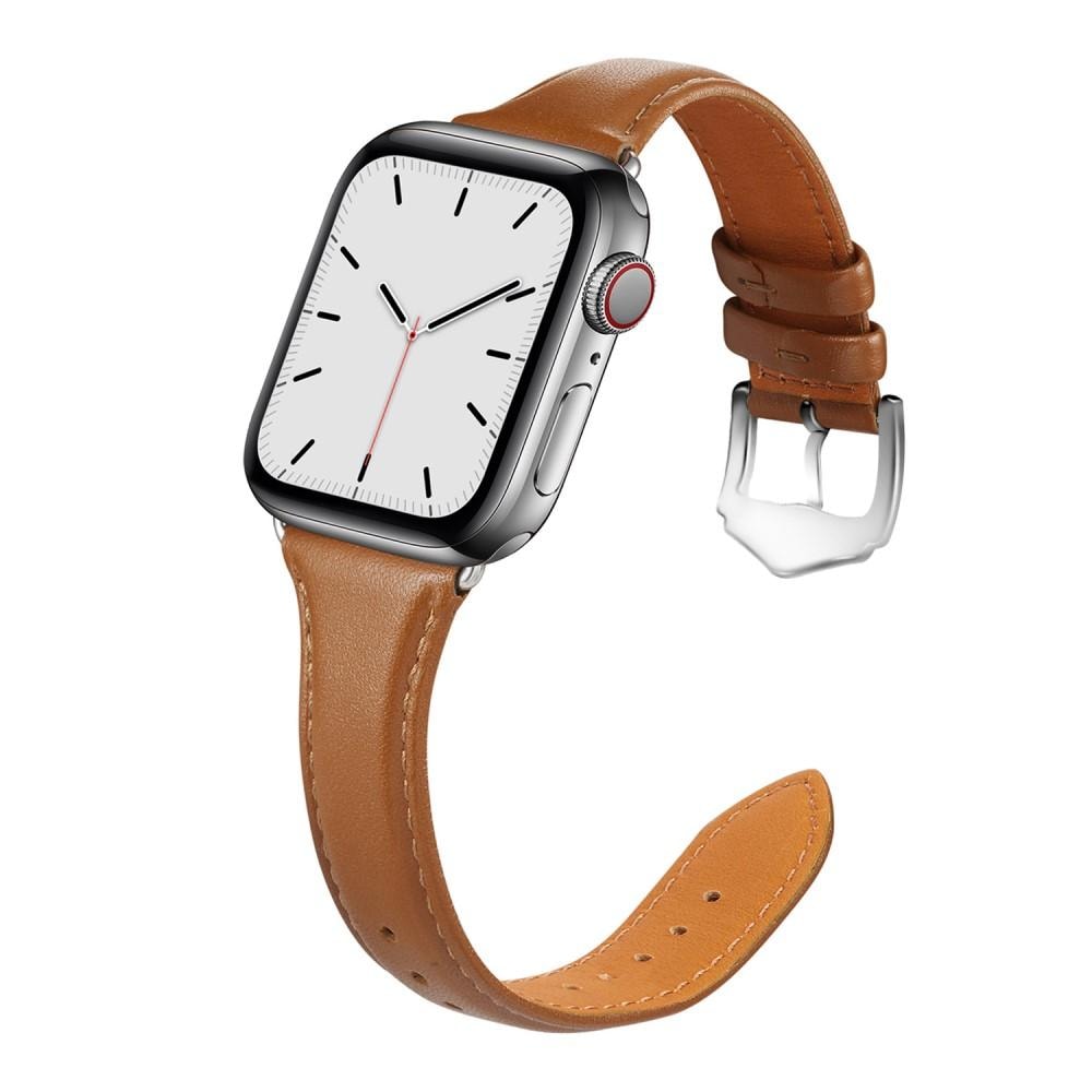 Apple Watch Series 11 42mm Smalt armbånd i ekte skinn, Cognac