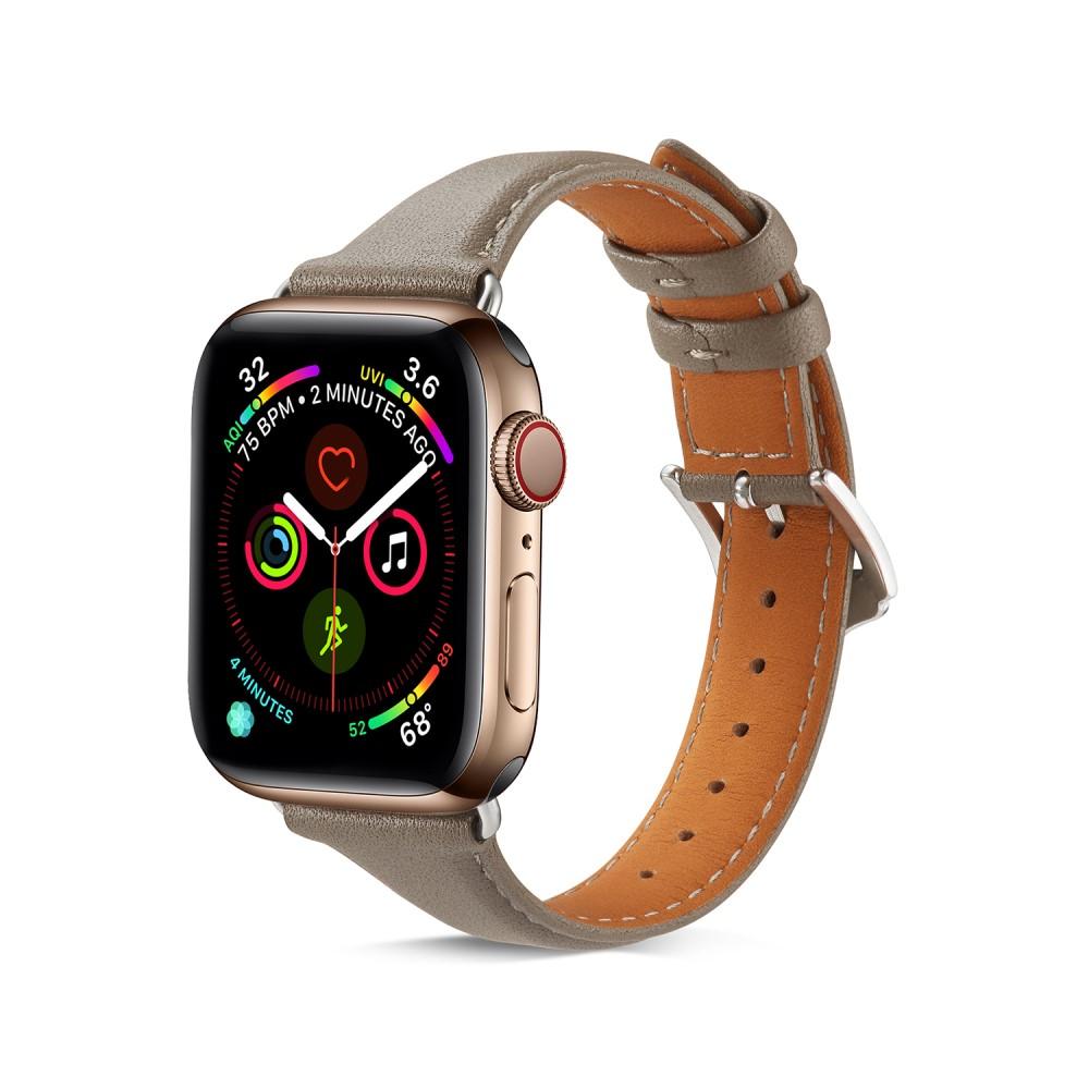 Apple Watch Series 11 42mm Smalt armbånd i ekte skinn, Grå