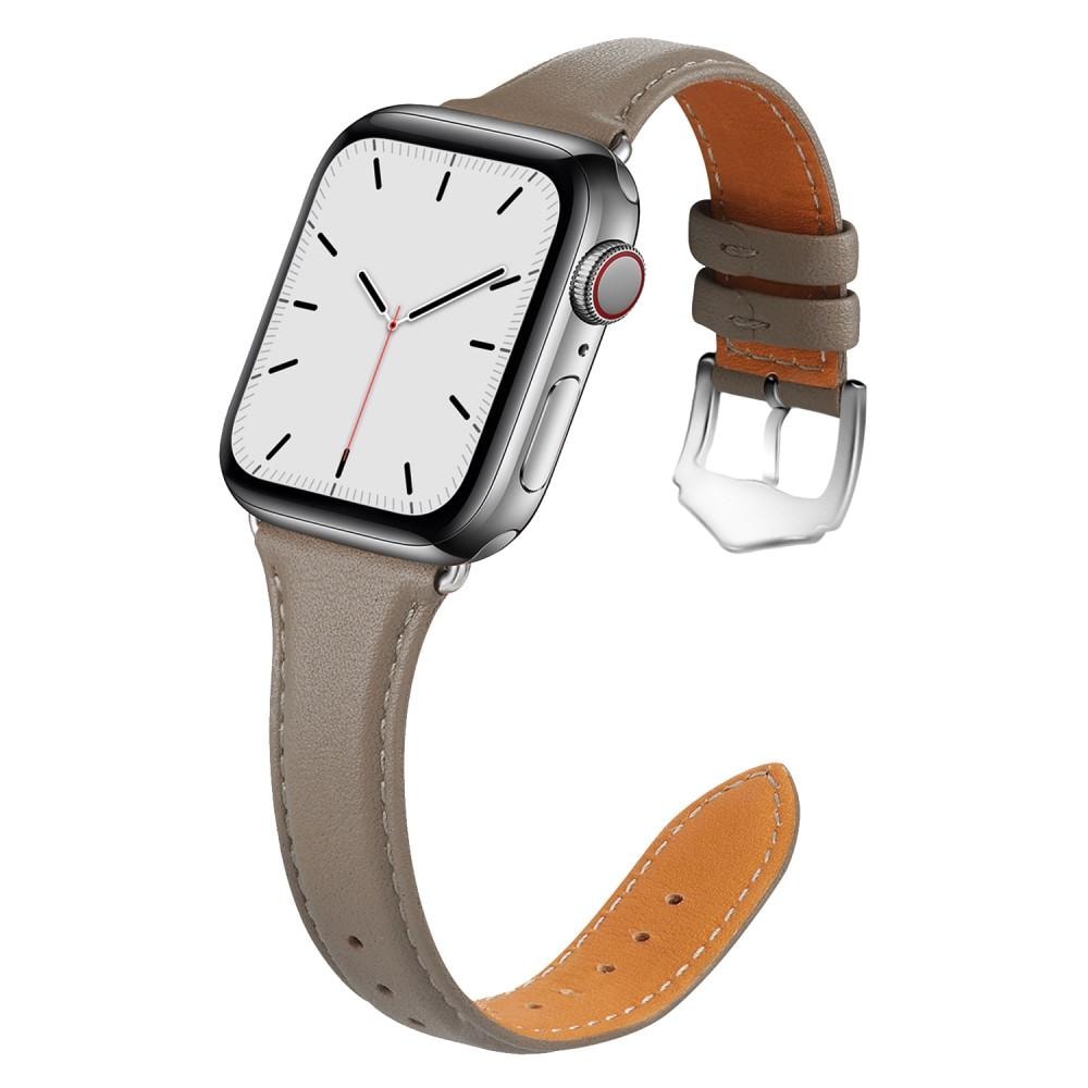 Apple Watch Series 11 42mm Smalt armbånd i ekte skinn, Grå