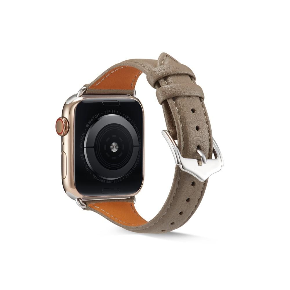 Apple Watch Series 11 42mm Smalt armbånd i ekte skinn, Grå
