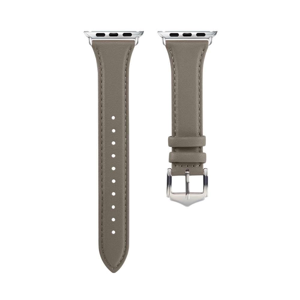 Apple Watch Series 11 42mm Smalt armbånd i ekte skinn, Grå