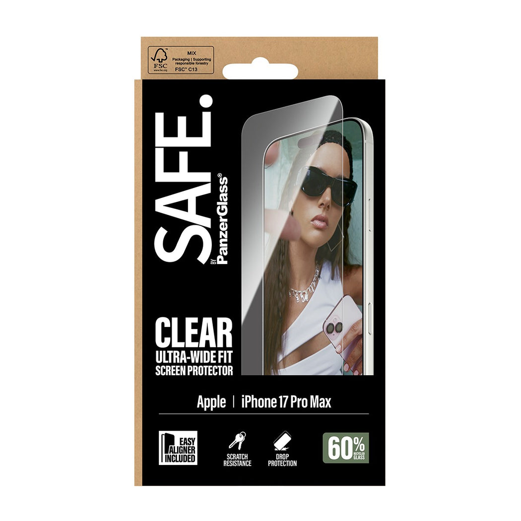 iPhone 17 Pro Max Skjermbeskytter i glass med installasjonsramme - Ultra Wide Fit